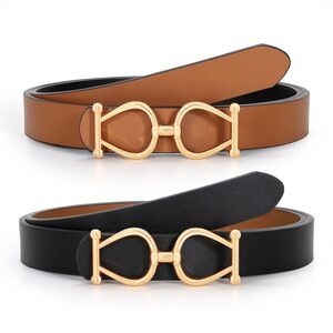 6152 Women Reversible Leather Belt Ladies Fashion Waist Belt For Jeans Pants